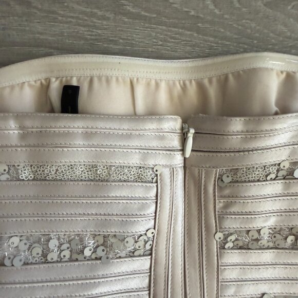 BCBGMAXAZRIA Strapless Mini Bandage Dress Champagne Sequin Size 0 - Picture 8 of 12